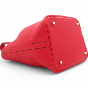 Taurillon Clemence Picotin Lock 22 MM Rouge Casaque
