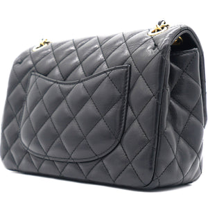 Calfskin Quilted Mini Rectangular Flap Black