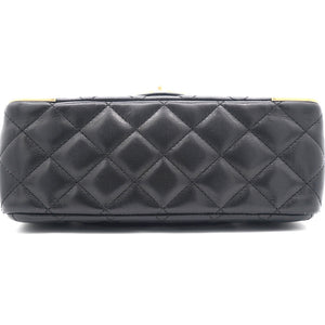 Calfskin Quilted Mini Rectangular Flap Black