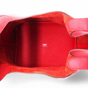 Taurillon Clemence Picotin Lock 22 MM Rouge Casaque