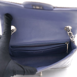 Grey Classic Patent Leather Rectangular Mini Flap Bag