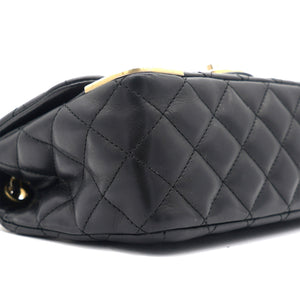 Calfskin Quilted Mini Rectangular Flap Black