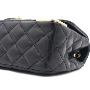 Calfskin Quilted Mini Rectangular Flap Black