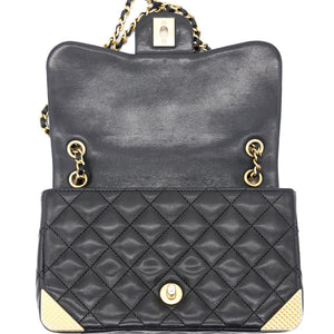 Calfskin Quilted Mini Rectangular Flap Black