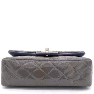 Grey Classic Patent Leather Rectangular Mini Flap Bag