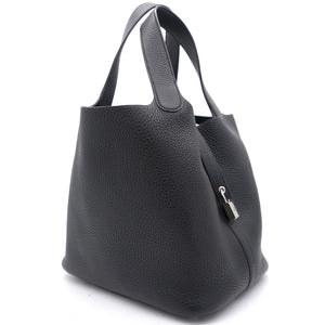 Black Taurillon Clemence Leather Picotin Lock 22 Bag