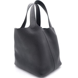 Black Taurillon Clemence Leather Picotin Lock 22 Bag