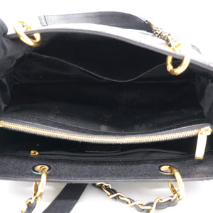 Black Quilted Caviar Leather Grand Shopper Tote