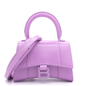 Shiny Calfskin Hourglass Top Handle Bag Mini Pink
