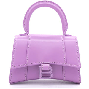 Shiny Calfskin Hourglass Top Handle Bag Mini Pink