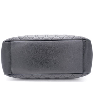 Black Quilted Caviar Leather Grand Shopper Tote