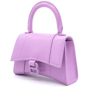 Shiny Calfskin Hourglass Top Handle Bag Mini Pink