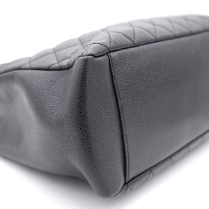 Black Quilted Caviar Leather Grand Shopper Tote