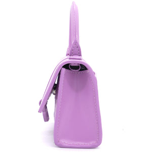 Shiny Calfskin Hourglass Top Handle Bag Mini Pink