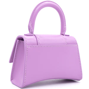 Shiny Calfskin Hourglass Top Handle Bag Mini Pink