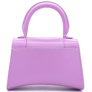Shiny Calfskin Hourglass Top Handle Bag Mini Pink