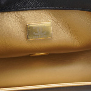 Lambskin Quilted Mini Pearl Crush Rectangular Flap Black
