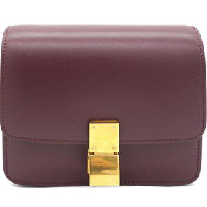 Smooth Calfskin Small Classic Box Flap Burgundy
