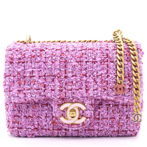 Pink Tweed Classic Flap Square