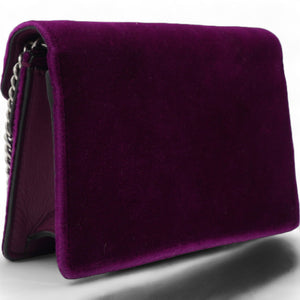 Velvet Super Mini Dionysus Shoulder Bag Fuchsia Violet Cyclamen