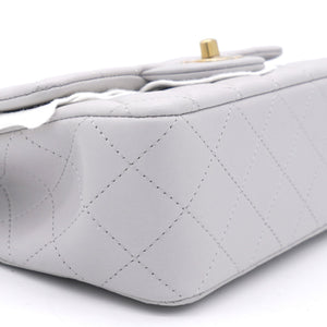 Lambskin Quilted Mini Top Handle Rectangular Flap Grey
