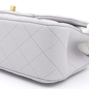 Lambskin Quilted Mini Top Handle Rectangular Flap Grey
