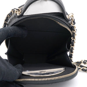 Mini Round Purse Vanity Caviar Leather Black