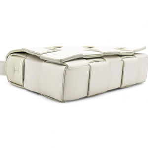 Lambskin Maxi Intrecciato Small Cassette Crossbody Bag White