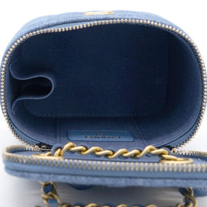 Denim Quilted Small Coco Beauty Vanity Case Pearl Crush