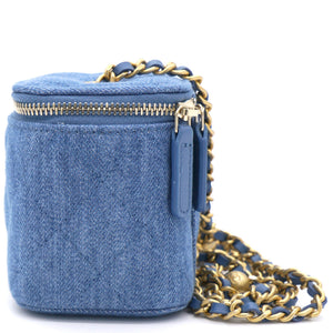 Denim Quilted Small Coco Beauty Vanity Case Pearl Crush