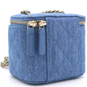 Denim Quilted Small Coco Beauty Vanity Case Pearl Crush