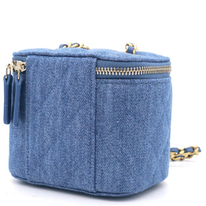 Denim Quilted Small Coco Beauty Vanity Case Pearl Crush