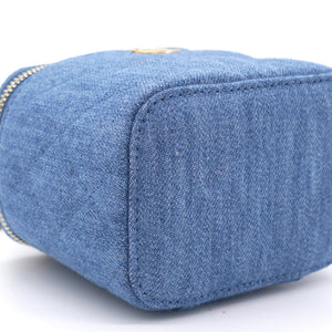 Denim Quilted Small Coco Beauty Vanity Case Pearl Crush