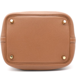 Clemence Leather Picotin Lock 18 Bag Gold