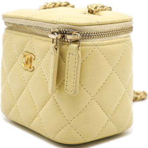 Yellow Quilted Mini Coco Beauty Vanity Case Pearl Crush