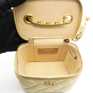 Yellow Quilted Mini Coco Beauty Vanity Case Pearl Crush