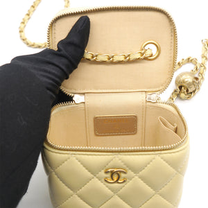 Yellow Quilted Mini Coco Beauty Vanity Case Pearl Crush