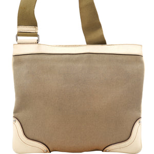 Beige/Brown Canvas And Leather Canapa Logo Crossbody Bag
