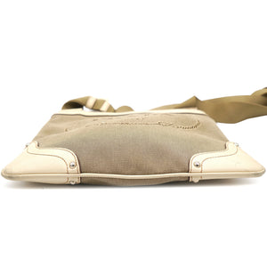 Beige/Brown Canvas And Leather Canapa Logo Crossbody Bag