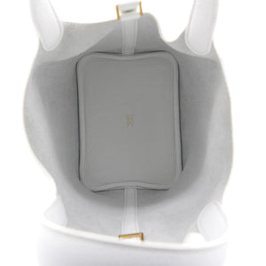 Blanc Clemence Leather Picotin Lock 18 Bag