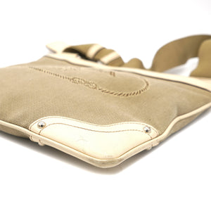 Beige/Brown Canvas And Leather Canapa Logo Crossbody Bag