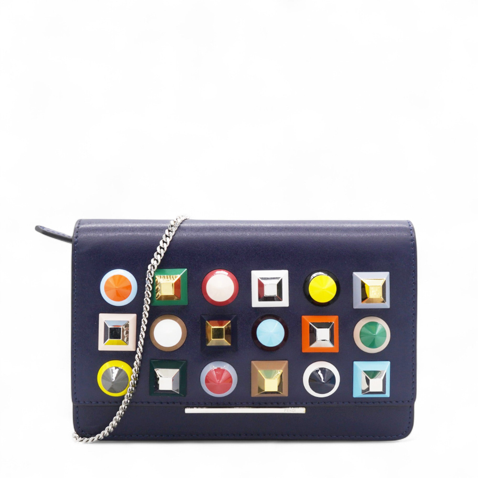 Vitello Liberty Studded Tube Wallet On Chain Asfalto Multicolor