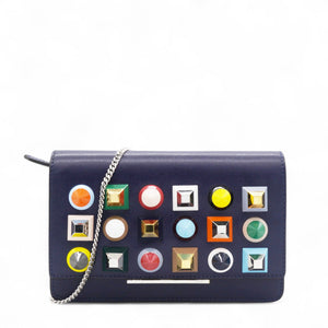 Vitello Liberty Studded Tube Wallet On Chain Asfalto Multicolor