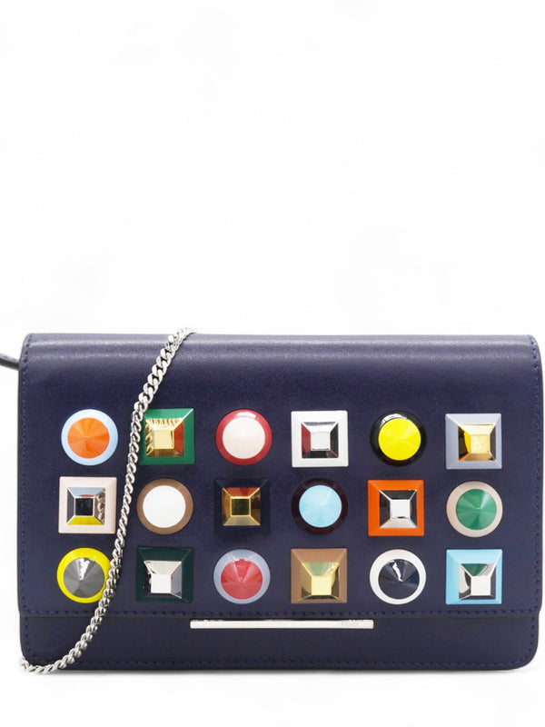 Vitello Liberty Studded Tube Wallet On Chain Asfalto Multicolor