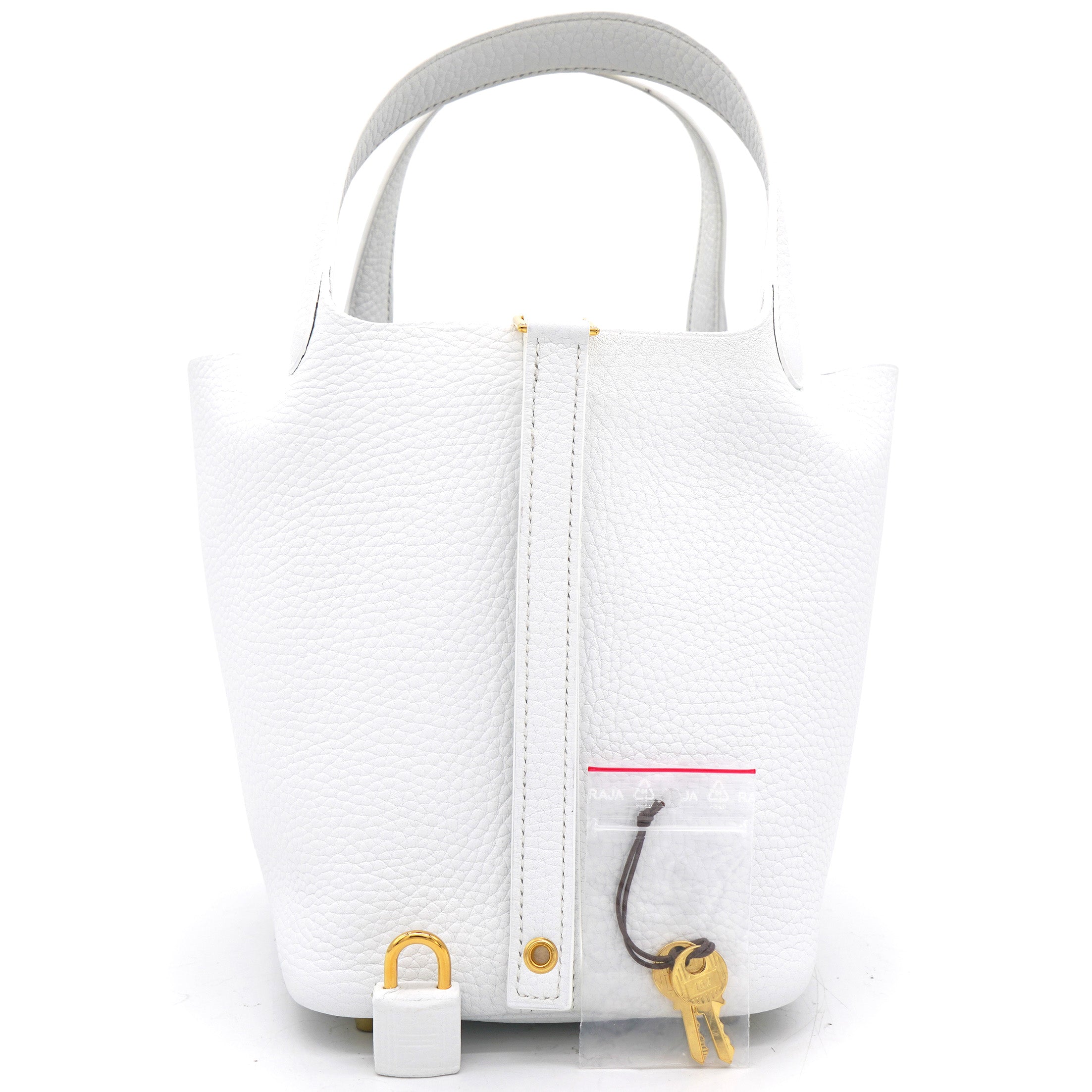 Blanc Clemence Leather Picotin Lock 18 Bag