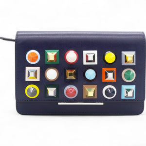 Vitello Liberty Studded Tube Wallet On Chain Asfalto Multicolor