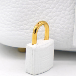 Blanc Clemence Leather Picotin Lock 18 Bag