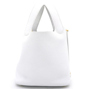 Blanc Clemence Leather Picotin Lock 18 Bag