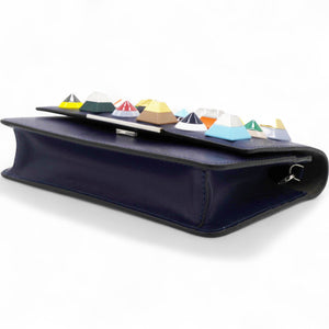 Vitello Liberty Studded Tube Wallet On Chain Asfalto Multicolor