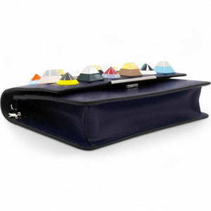 Vitello Liberty Studded Tube Wallet On Chain Asfalto Multicolor